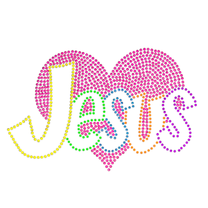 JESUS HEART NEON RHINESTUD