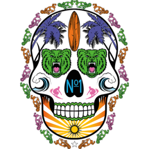 NEON SKULL BEARS SURF BOARD