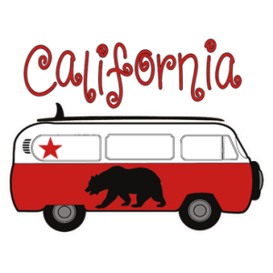 CALIFORNIA RED VAN BUS