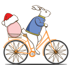 RABBIT RIDING BICYCLE XMAS EGG