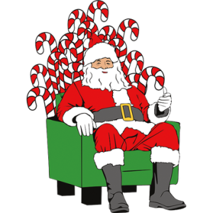 SANTA CLAUS ON CANDY THRONE                                 