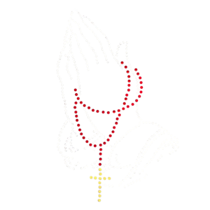 PRAYING HANDS WITH ROSARY RHINESTONES