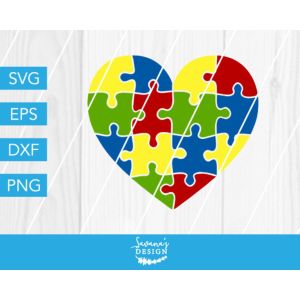 Autism Puzzle Heart Cut File