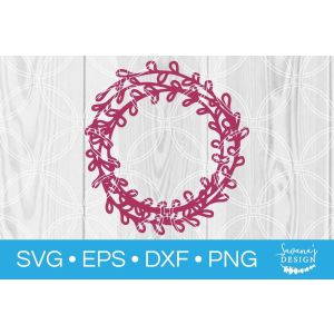 Beautiful Round Wreath Floral Monogram Cut File