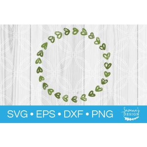 Green Leaf Round Monogram Wreath Cut File