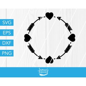 Heart Circle Monogram Cut File