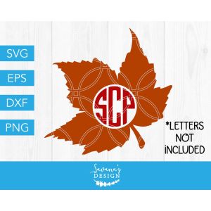 Maple Leaf Circle Monogram Cut File