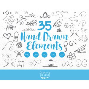 Hand Drawn Element Bundle Cut File