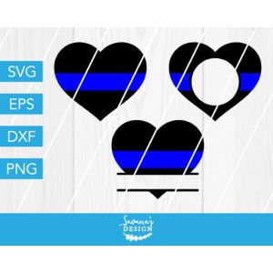 Thin Blue Line Heart Bundle Cut File