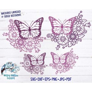 Butterfly Flowers Bundle Cut File