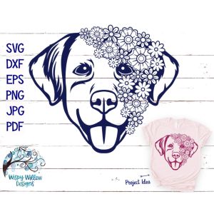 Floral Dog Face Cut File