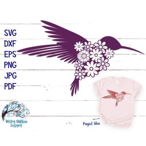 Floral Hummingbird Cut File