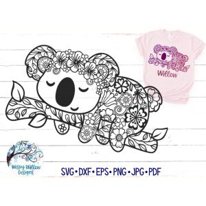 Floral Koala Zentangle Cut File