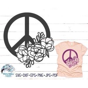 Floral Peace Sign Cut File