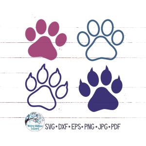 Four Paw Prints Cut File