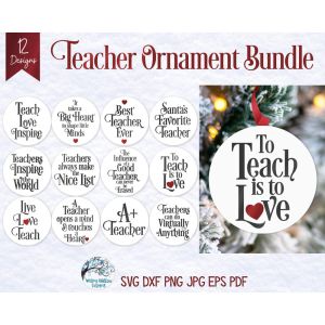 Round Teacher Ornaments Cut File