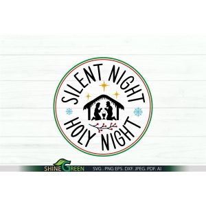 Silent Night Holy Night SVG Christmas Ornament Cut File