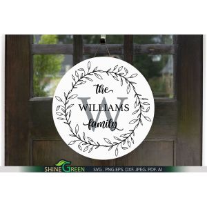 Family Monogram SVG Wreath Cut File