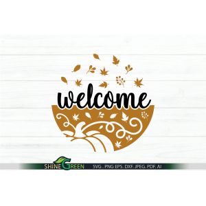 Welcome Pumpkin Round Sign SVG - Fall SVG Cut File