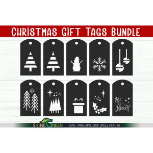 Christmas Gift Tags SVG Bundle Cut File