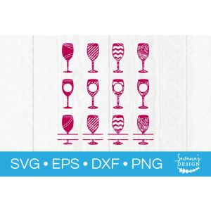 Wine Glass Bundle Cut File