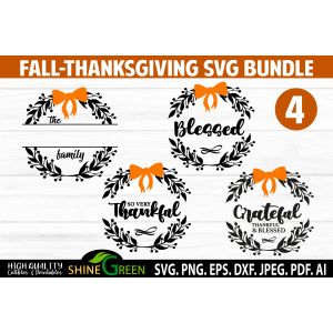 Fall Thanksgiving Round Sign Bundle Cut File