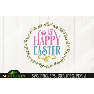 Happy Easter Round Sign Cut File