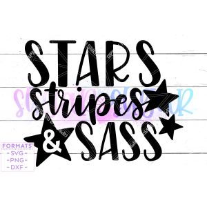 Stars Stripes and Sass Girl's July 4th Cut File