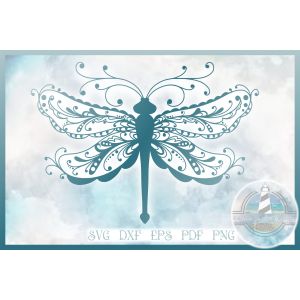 Beautiful Intricate Dragonfly Mandala Zentangle SVG Cut File