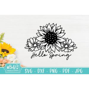 Hello Spring Sunflower Cut File