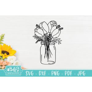 Tulip Mason Jar Cut File