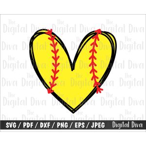 Softball Heart Cut File