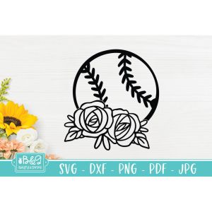 Floral Baseball Cut File