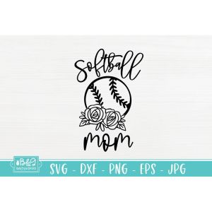 Softball Mom Floral Cut File