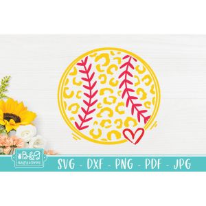 Softball Leopard Heart Cut File