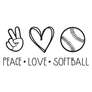 PEACE LOVE SOFTBALL BLACK