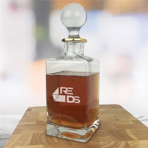 ENGRAVED GOLD RIM DECANTER