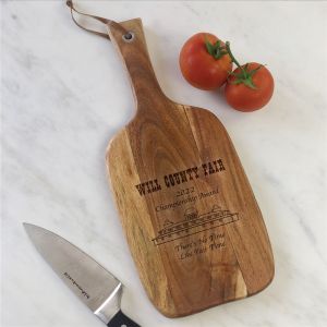 ENGRAVED ACACIA PADDLE CUTTING BOARD - MEDIUM
