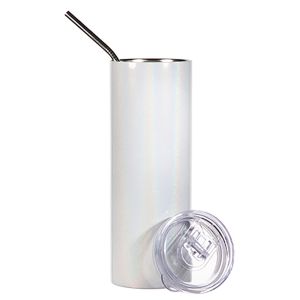 20 OZ STAINLESS STEEL SKINNY TUMBLER - WHITE GLITTER