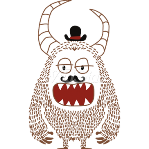 MONSTER WITH MUSTACHE AND HAT