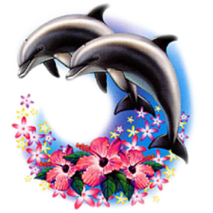 DOLPHINS OVER HIBISCUS    13