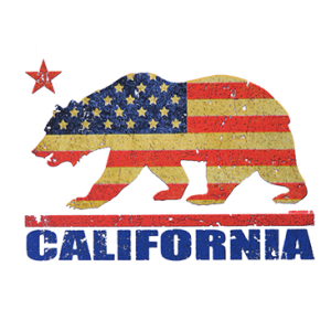 CALIFORNIA BEAR/AMERICAN FLAG