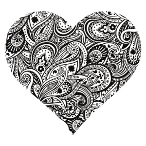 PAISLEY HEART BLACK AND WHITE
