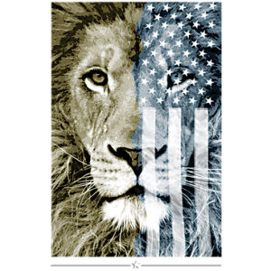AMERICAN FLAG LION