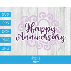 Happy Anniversary with Heart Cut File