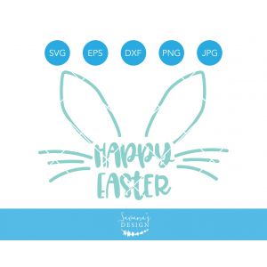 Happy Easter Bunny Ears Cut File