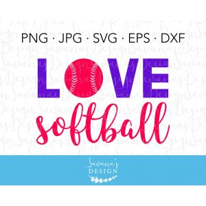 Love Softball Cut File