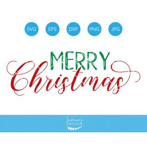 Simple Merry Christmas Words Cut File
