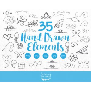 Hand Drawn Element Bundle Cut File