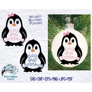 Babys First Christmas Penguins Cut File